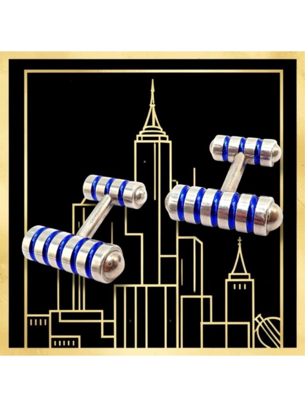 Tiffany & Co. Picasso Sterling Silver Cobalt Blue Enamel Cufflinks Germany - Picture 2 of 10